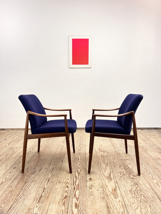 Image 1 of Two Mid-Century Modern Teak Armchairs by Hartmut Lohmeyer for Wilkhahn, 1950s