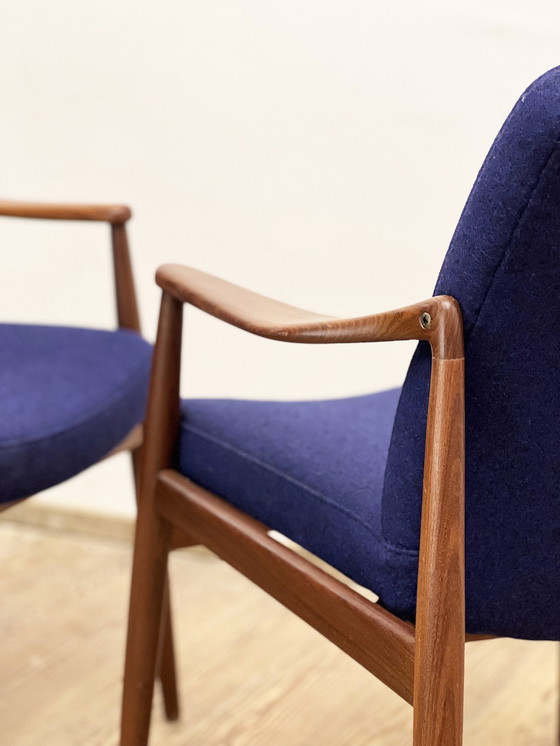 Image 1 of Two Mid-Century Modern Teak Armchairs by Hartmut Lohmeyer for Wilkhahn, 1950s