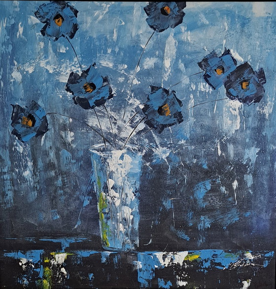 Image 1 of Jan van den Berg - Coquelicots en bleu