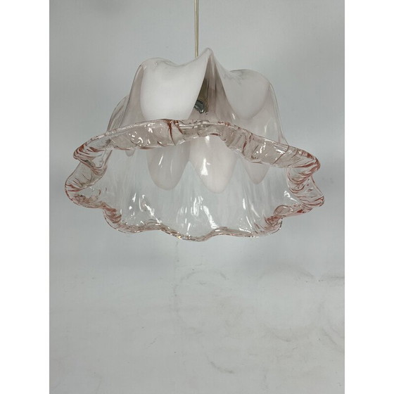 Image 1 of Vintage La Murrina chandelier in pink and white Murano glass, Italy 1970