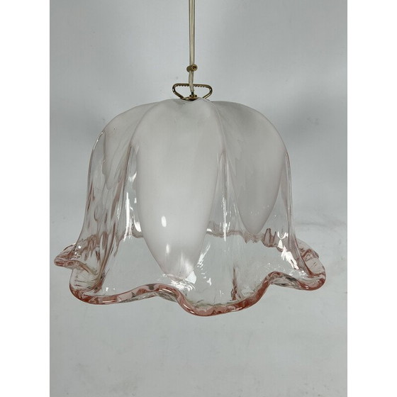 Image 1 of Vintage La Murrina chandelier in pink and white Murano glass, Italy 1970