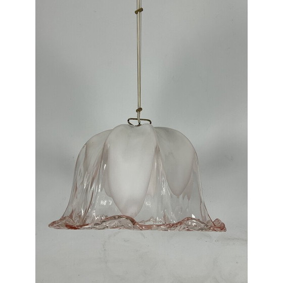 Image 1 of Vintage La Murrina chandelier in pink and white Murano glass, Italy 1970