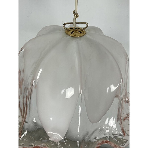 Image 1 of Vintage La Murrina chandelier in pink and white Murano glass, Italy 1970