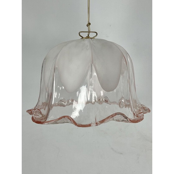 Image 1 of Vintage La Murrina chandelier in pink and white Murano glass, Italy 1970