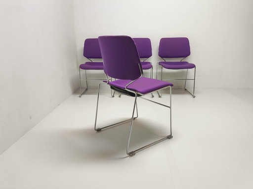 4x Matrix Krueger Chaise de salle à manger par Tolleson USA 1970