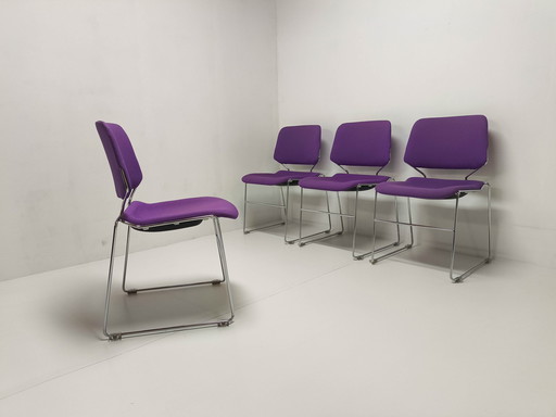 4x Matrix Krueger Chaise de salle à manger par Tolleson USA 1970