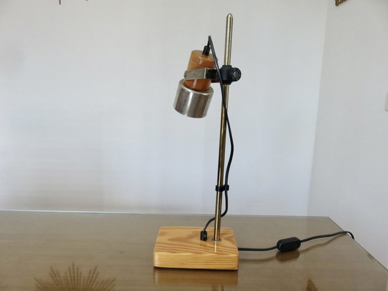 Image 1 of Scandinavian Style Blond Wood Lamp, 70s 80s