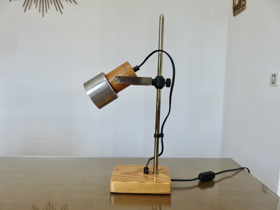 Image 1 of Scandinavian Style Blond Wood Lamp, 70s 80s