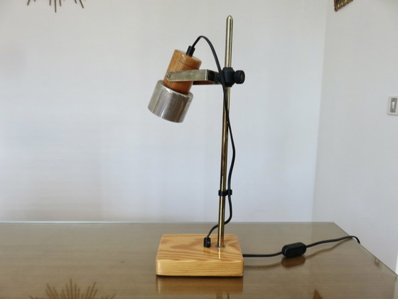 Image 1 of Scandinavian Style Blond Wood Lamp, 70s 80s