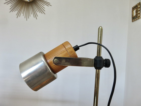 Image 1 of Scandinavian Style Blond Wood Lamp, 70s 80s