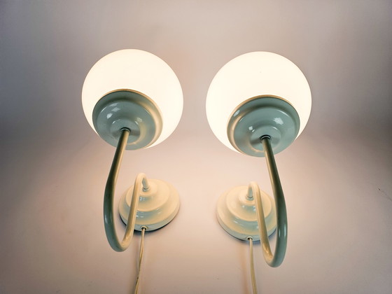 Image 1 of Elco lite - Ducht design - 2 wall lamps - glass - metal - 3rd quarter 20th century