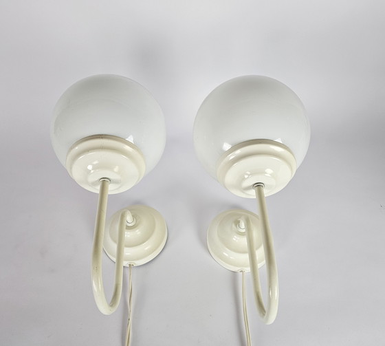 Image 1 of Elco lite - Ducht design - 2 wall lamps - glass - metal - 3rd quarter 20th century