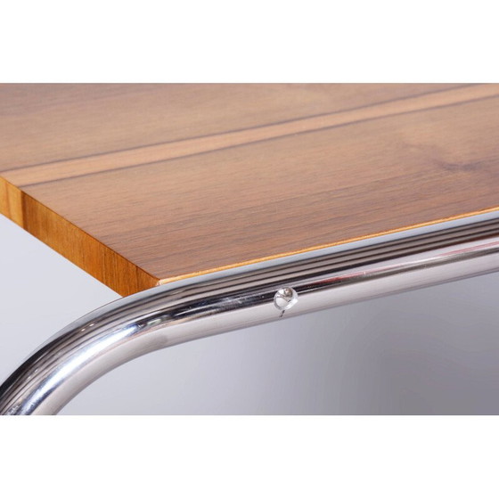 Image 1 of Vintage walnut and chromed steel desk by André Lurcat, Czechoslovakia 1930
