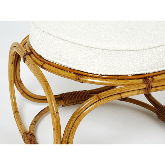 Image 1 of Vintage Italian 3-seater sofa and a footrest in bamboo and wool, 1960s