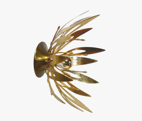 Image 1 of Pair Of Gold Flower Wall Lights 1970