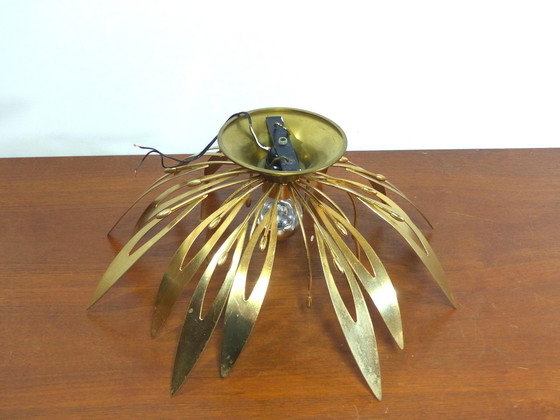 Image 1 of Pair Of Gold Flower Wall Lights 1970