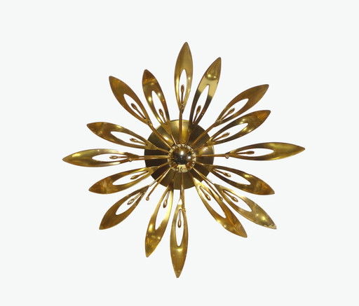 Pair Of Gold Flower Wall Lights 1970