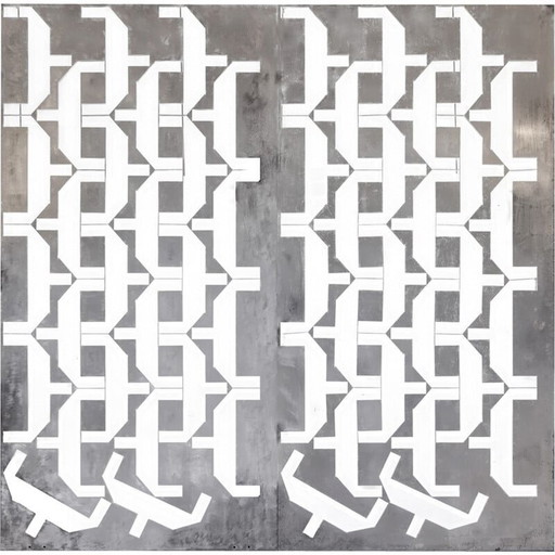 Pair of vintage cast aluminum panels, 1970