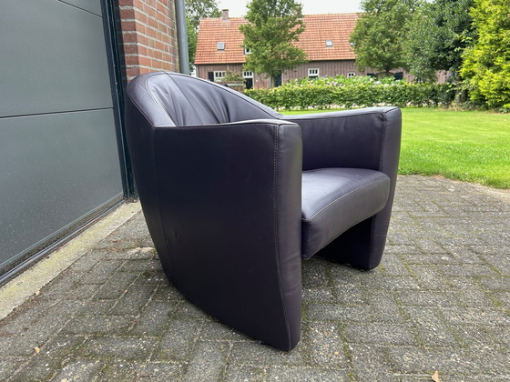 Image 1 of Leolux Fauteuil Carabas Cuir d'aubergine