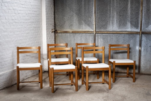 6X Scandinavian dining chair in solid oak, 1960S