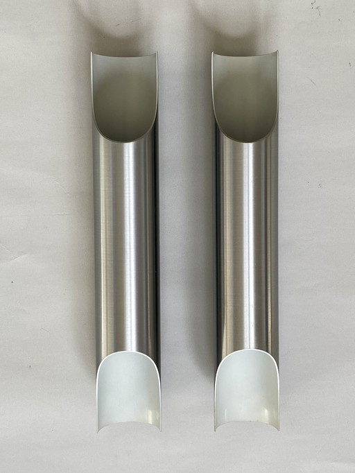 Maija Liisa Kormulainen - Raak - Pair Of Brushed Aluminium "Fugue" Wall Lights