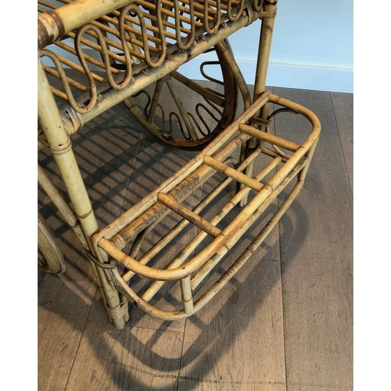 Image 1 of Vintage rattan trolley by Audoux Minet, France 1970s