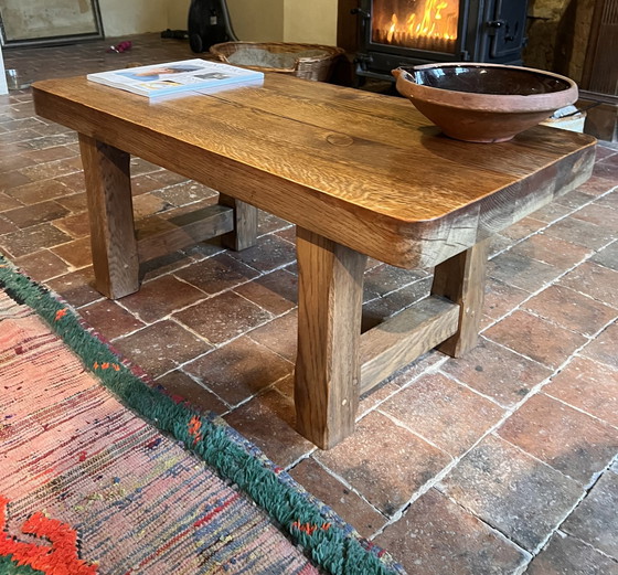 Image 1 of Brutalist Solid Oak Coffee Table