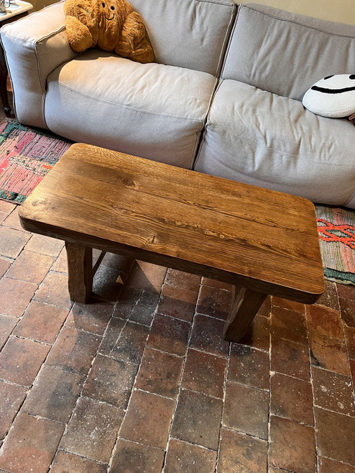 Brutalist Solid Oak Coffee Table