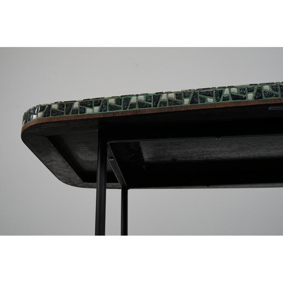 Image 1 of Tavolino da caffè ellittico vintage in ceramica e metallo a mosaico, 1960