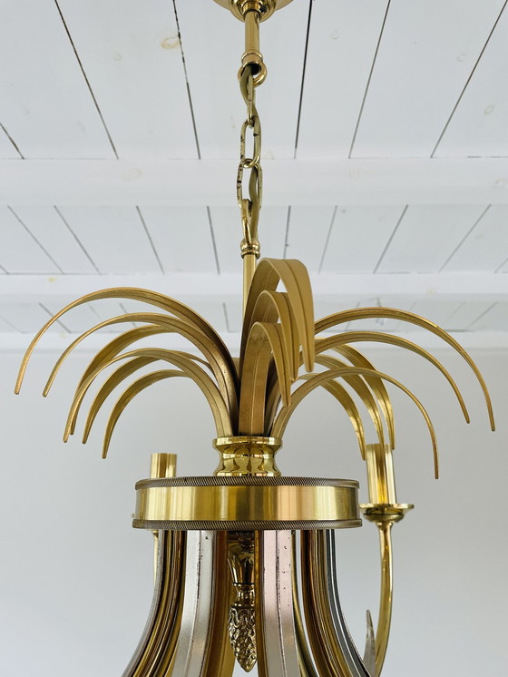 Image 1 of Brass and chrome pineapple chandelier, 1970s