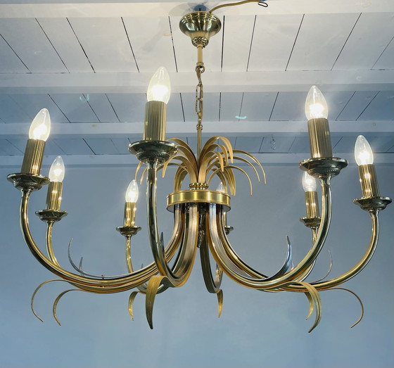 Image 1 of Brass and chrome pineapple chandelier, 1970s