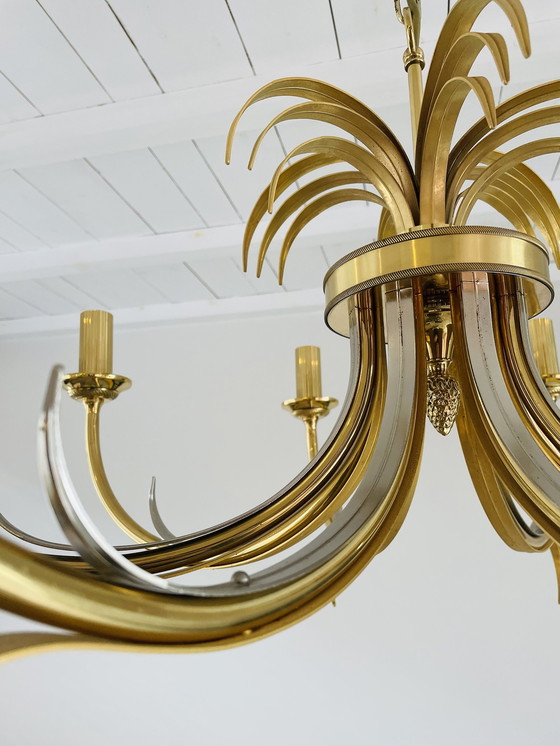 Image 1 of Brass and chrome pineapple chandelier, 1970s