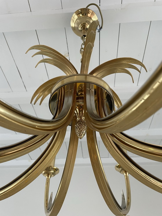 Image 1 of Brass and chrome pineapple chandelier, 1970s