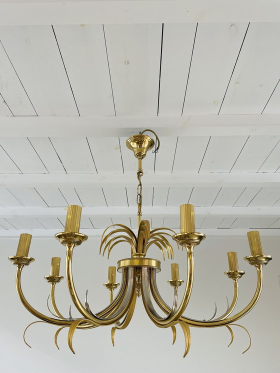 Image 1 of Brass and chrome pineapple chandelier, 1970s