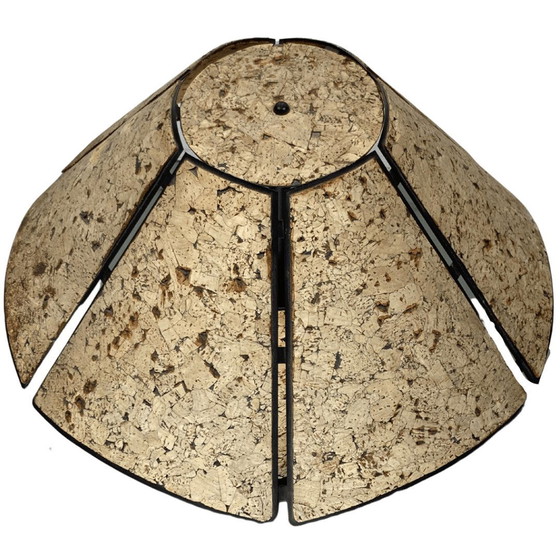 Image 1 of 1970S Large Cork And Black Metal Table Lamp In The Style Of Ingo Maurer, Germany