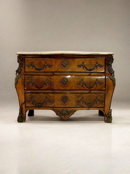 Louis Xv Style Curved Chest of Drawers