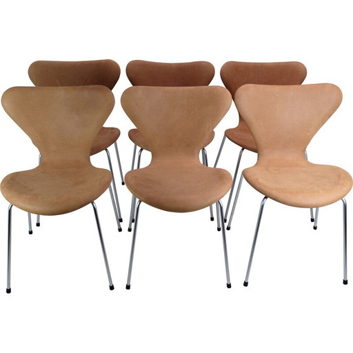 Set of 6 vintage Seven chairs 3107 by Arne Jacobsen for Fritz Hansen