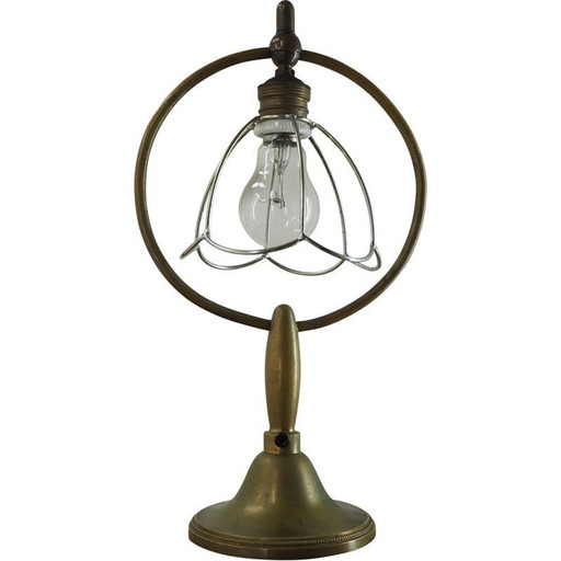 Lampada da tavolo Art Déco in ottone vintage, 1930