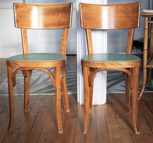 Pair of Baumann Stamped Bistro Chairs