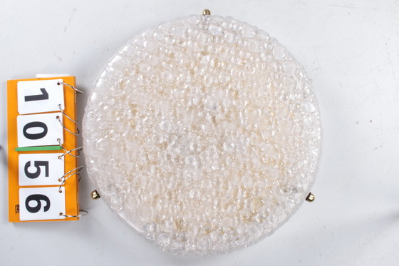 Image 1 of Plafonnier vintage en verre bulle et laiton. 1960