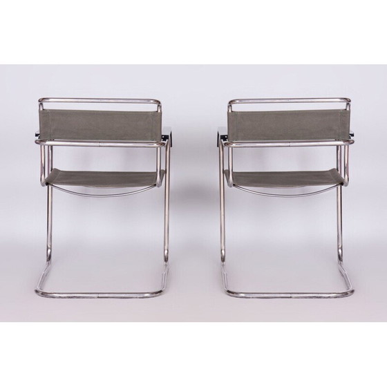 Image 1 of Pair of vintage Bauhaus armchairs in chrome steel by Marcel Breuer for Thonet, Czechoslovakia 1930