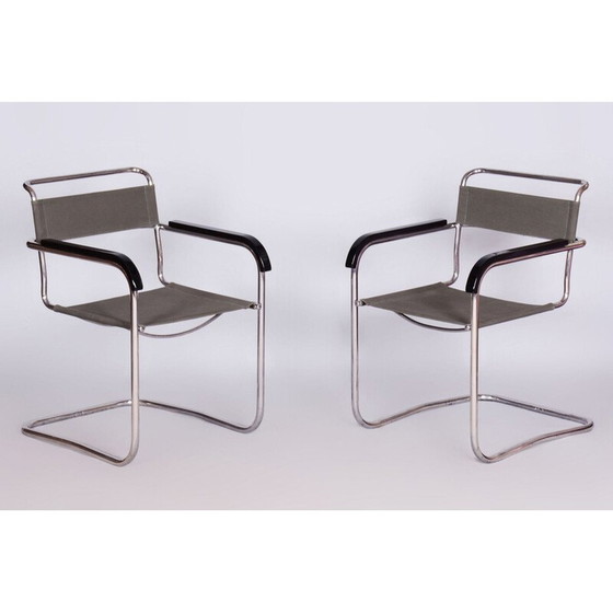 Image 1 of Pair of vintage Bauhaus armchairs in chrome steel by Marcel Breuer for Thonet, Czechoslovakia 1930