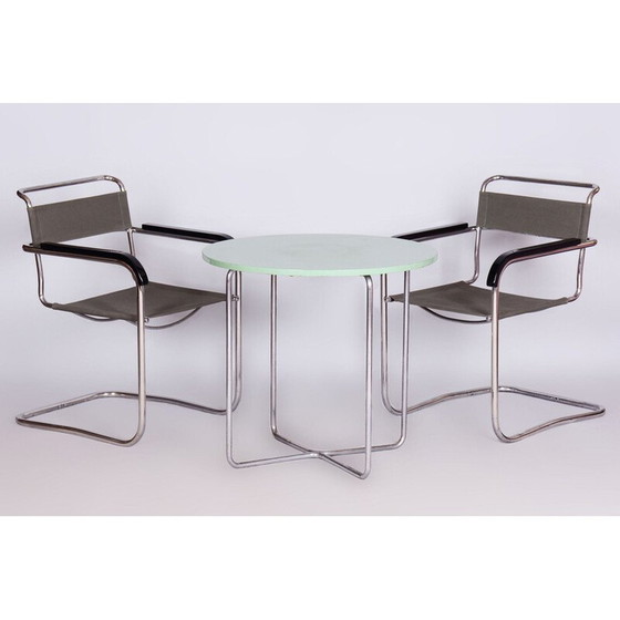 Image 1 of Pair of vintage Bauhaus armchairs in chrome steel by Marcel Breuer for Thonet, Czechoslovakia 1930