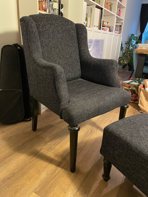 New Upholstered Armchair With Footstool