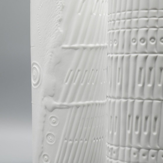 Image 1 of Werner Schreib Bamboo Relief Rosenthal Studio Line Bisque Porcelain Vase Duo Xl