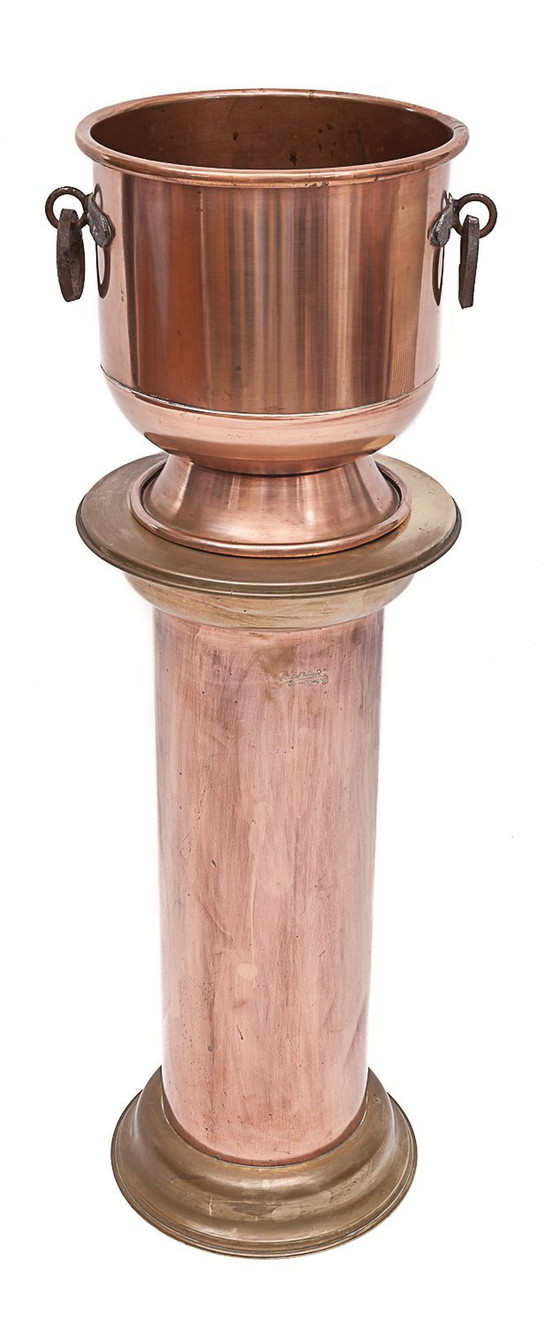 Image 1 of Fioriera e piedistallo in rame