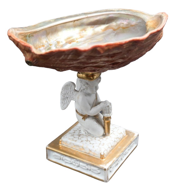 Image 1 of Antique bowl on base of Biscuit and pearl shell