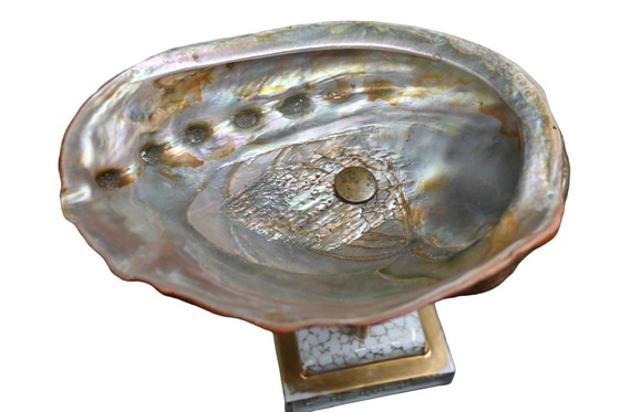 Image 1 of Antique bowl on base of Biscuit and pearl shell