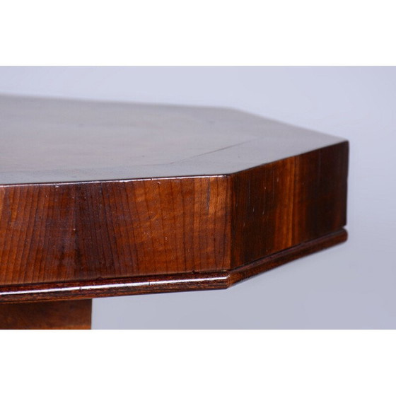 Image 1 of Vintage Art Deco pedestal in walnut veneer, Czechoslovakia 1920