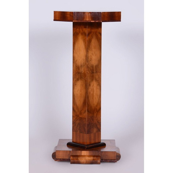 Image 1 of Vintage Art Deco pedestal in walnut veneer, Czechoslovakia 1920
